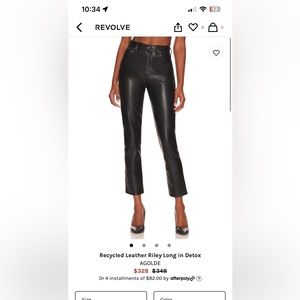 AGOLDE Recycled Leather Riley Long High Rise Straight pants